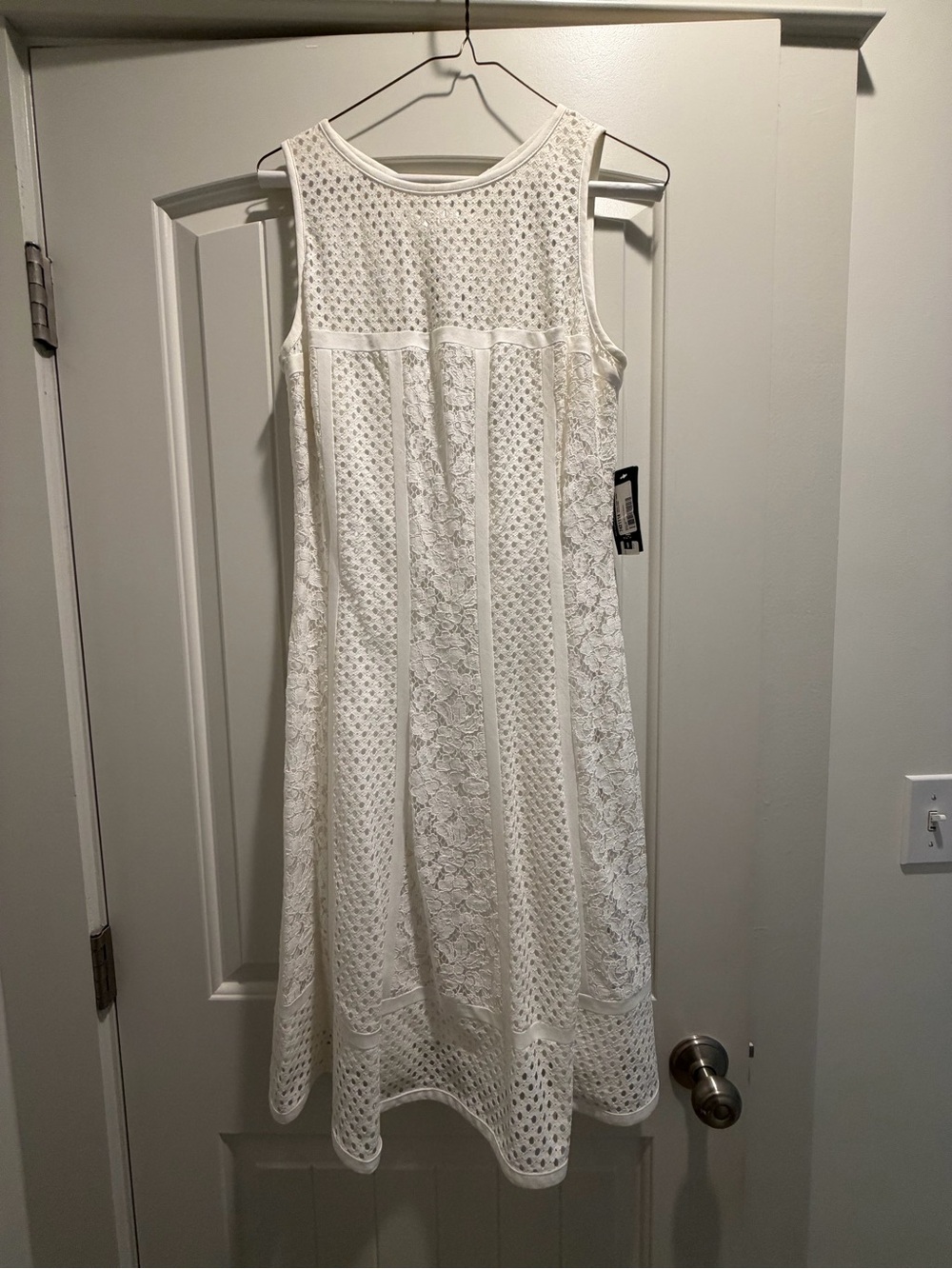 Lauren Ralph Lauren Ivory Sleeveless Lace & Eyelet Midi Dress